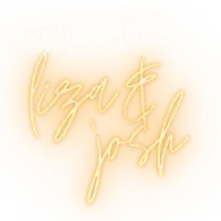 Music by Liza & Josh logo featuring a hand-painted orange circular background with white script lettering.