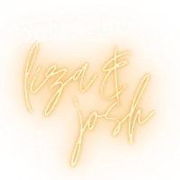 Music by Liza & Josh logo featuring a hand-painted orange circular background with white script lettering.