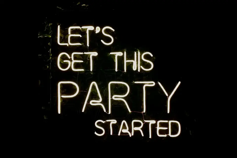 Let's Get This Party Started sign welcoming guests to a corporate event in NJ